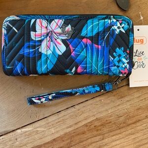 lug straddle wallet- hibiscus multi NWT